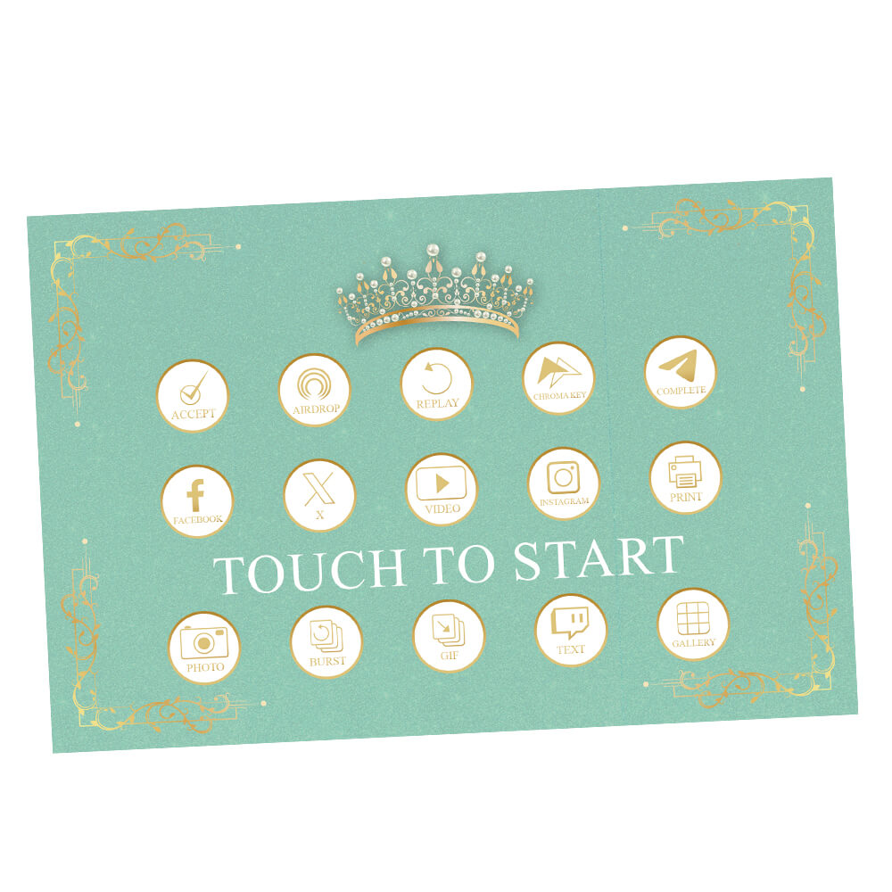 Quinceañera Gold Crown Welcome Screen, Light Green  |   LHC23D