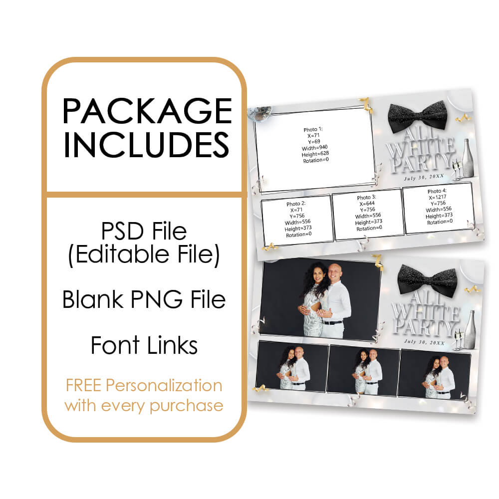 White Party Event Photo Booth Frame  |  1x3 Postcard  |  LHC16A