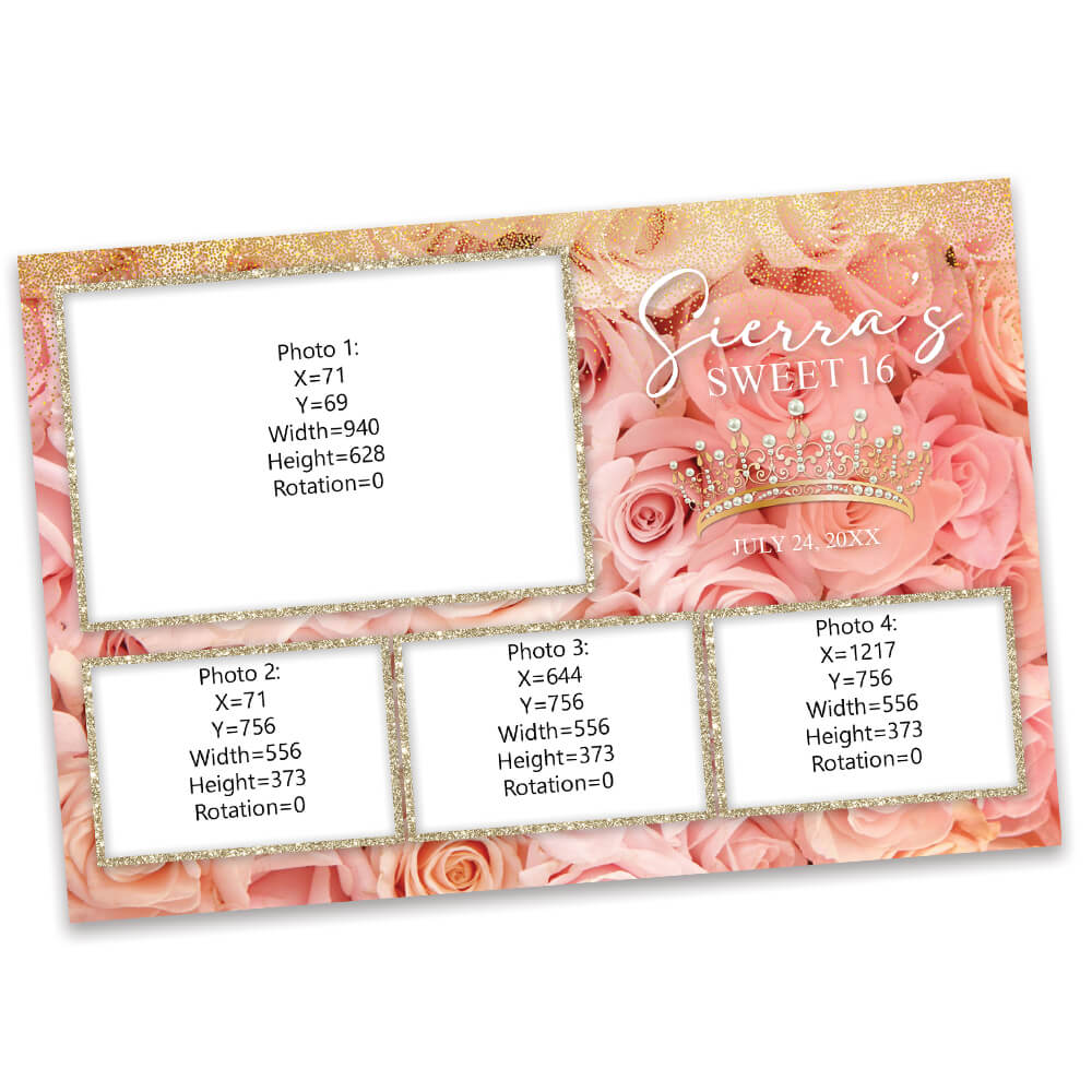 Charming Pink Roses Sweet 16th Photo Booth Frame |  1x3 Postcard  |  LHC17A
