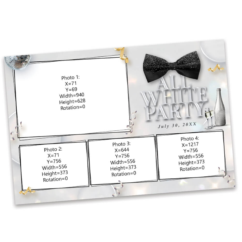 White Party Event Photo Booth Frame  |  1x3 Postcard  |  LHC16A