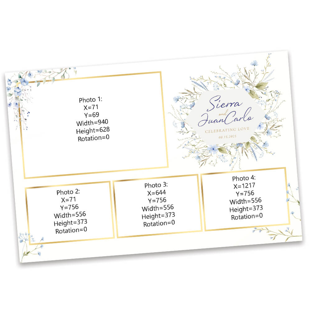 Dusty Blue Greenery Floral Bridal Shower Photo Booth Frame  |  1x3 Postcard  |  LHC14A