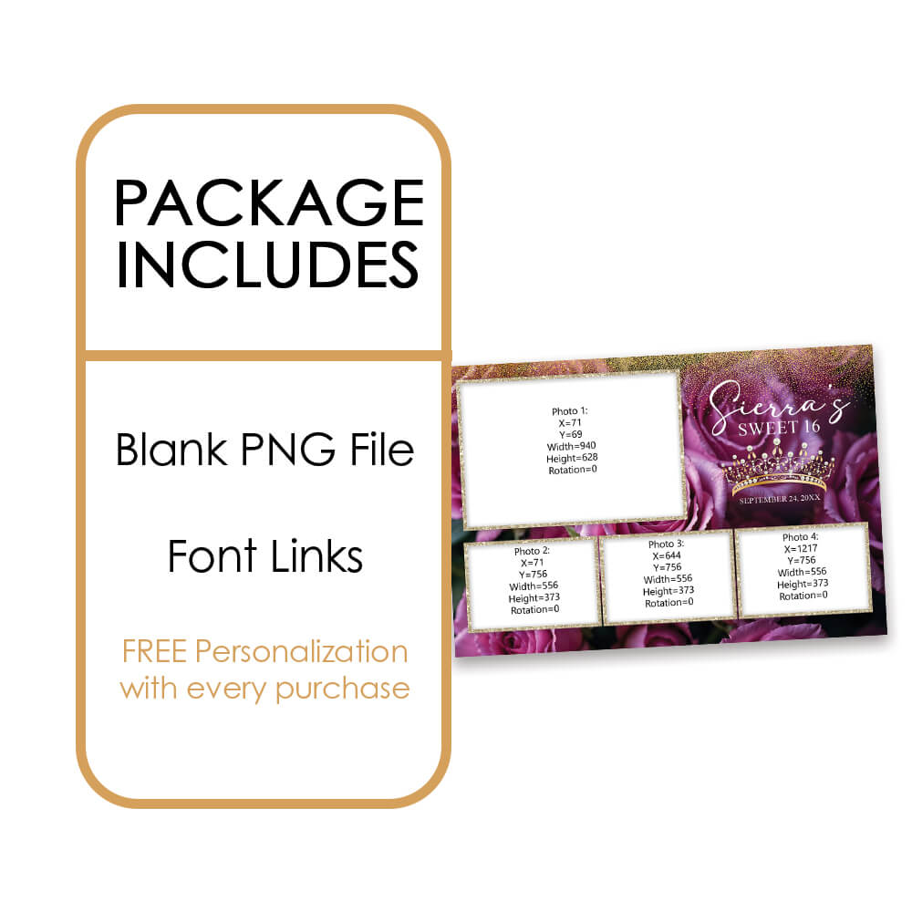 Charming Violet Roses Sweet 16th Photo Booth Frame |  1x3 Postcard  |  LHC19A