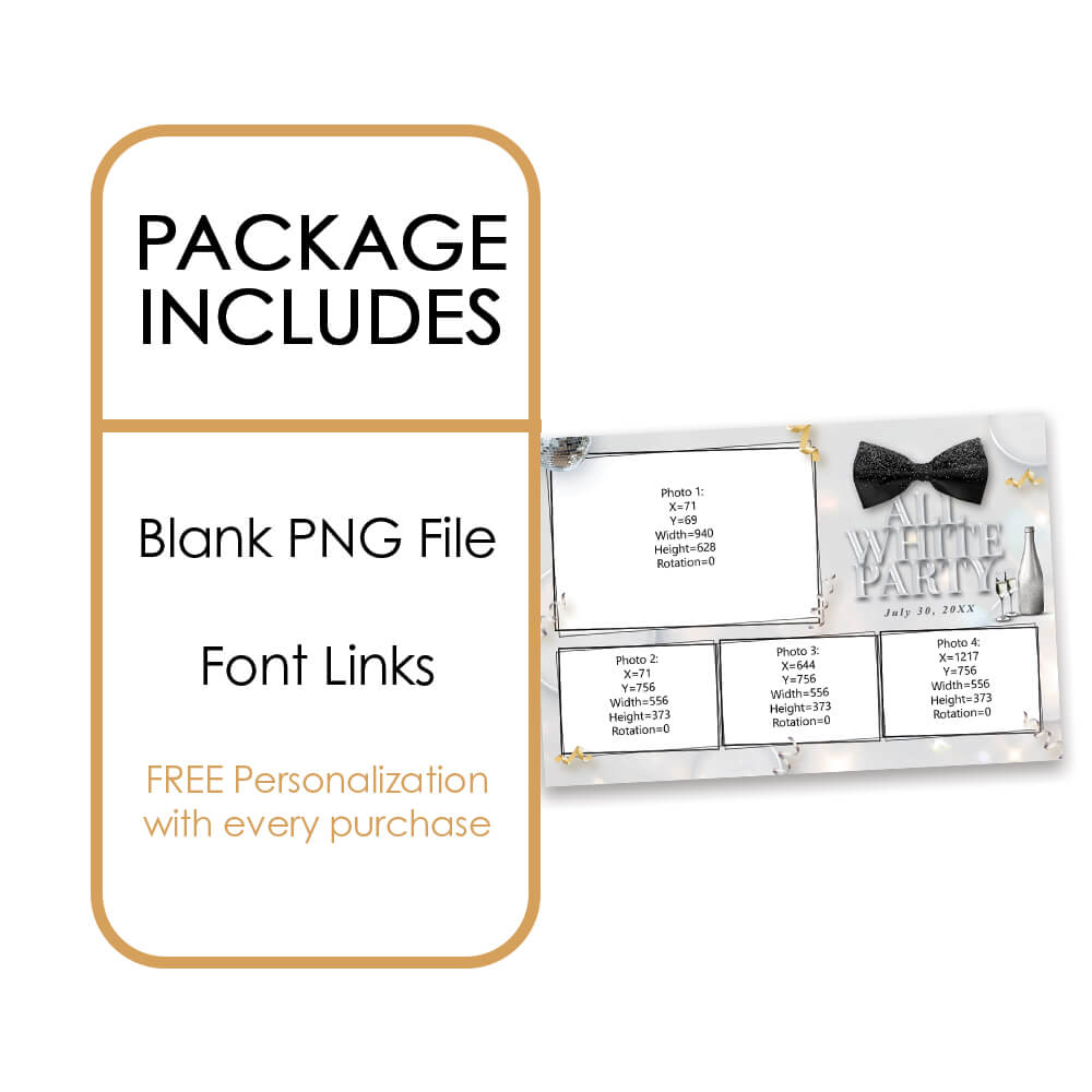 White Party Event Photo Booth Frame  |  1x3 Postcard  |  LHC16A