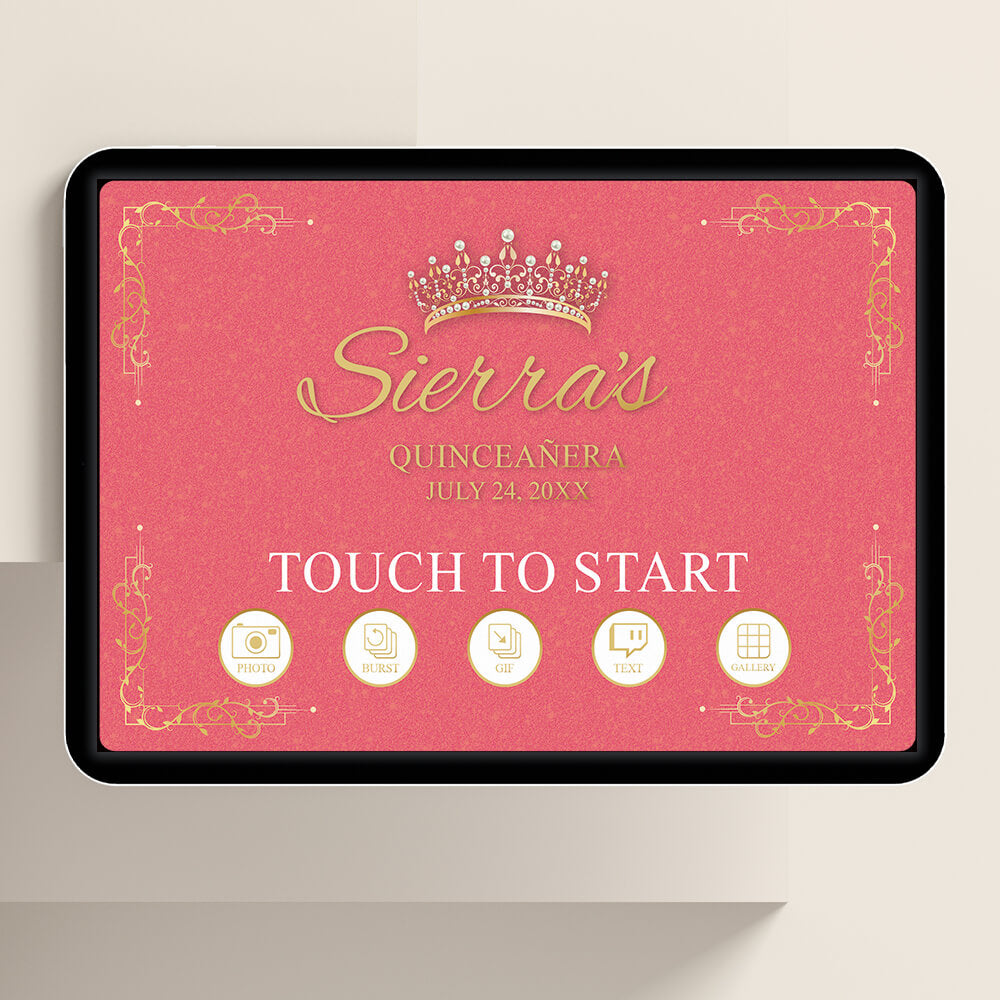Quinceañera Gold Crown Welcome Screen, Blush Pink | LHC23B