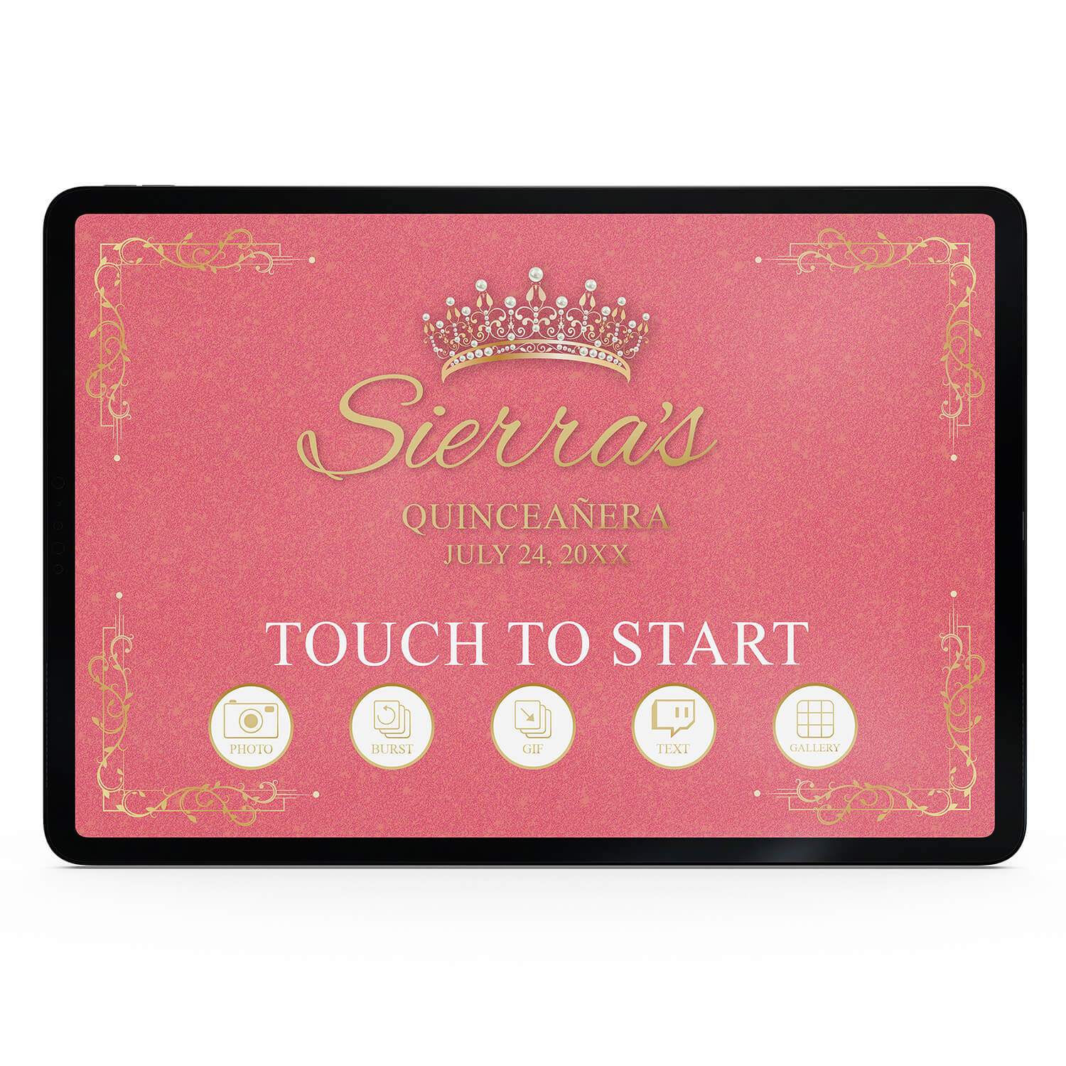 Quinceañera Gold Crown Welcome Screen, Blush Pink | LHC23B