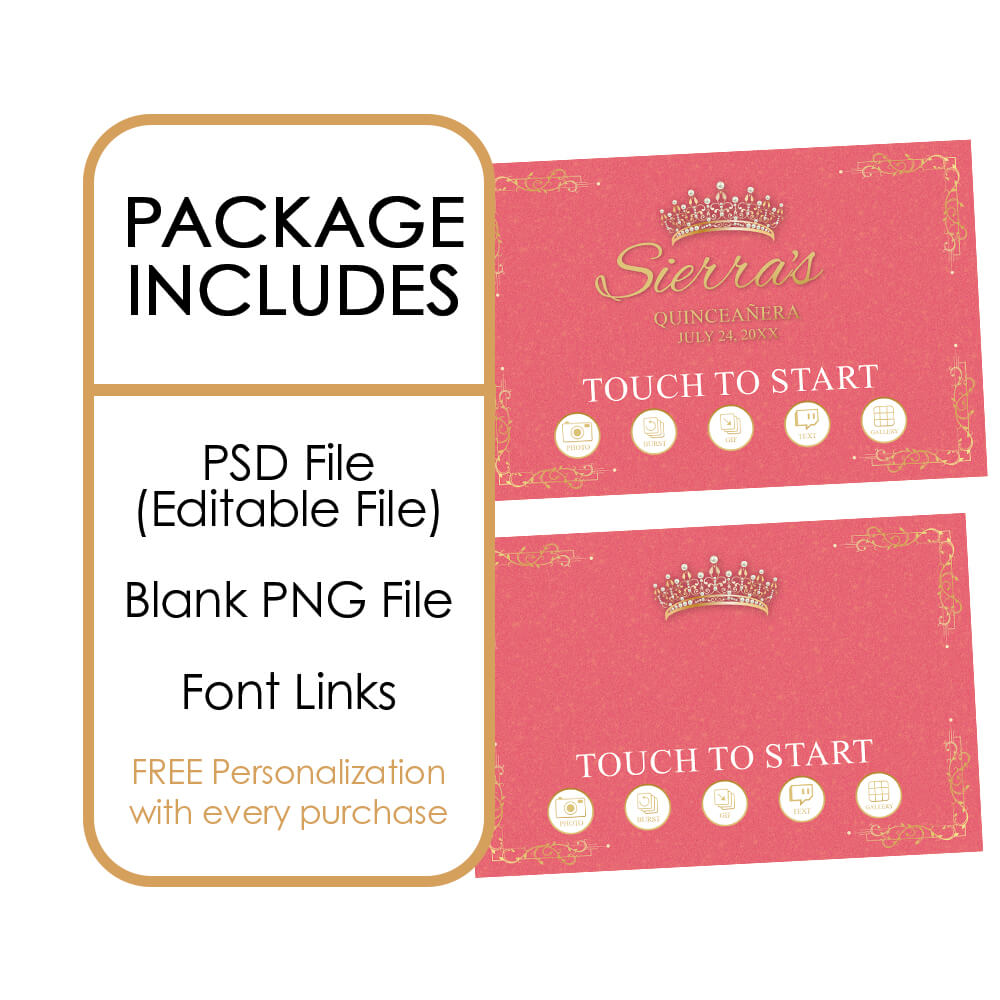 Quinceañera Gold Crown Welcome Screen, Blush Pink | LHC23B
