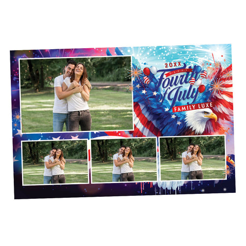 4th of July Holiday Photo Booth Frame  |  4-pose Postcard  |  LHC11A