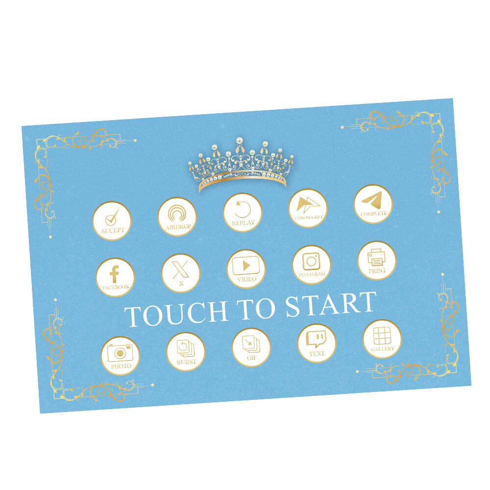 Quinceañera Gold Crown Welcome Screen, Light Blue  |   LHC23C